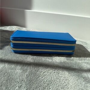 Cobalt Blue Double Zippered Wallet Wristlet